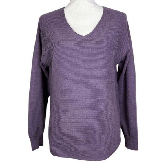 Ella Moss Kaylan Ribbed Knit Sweater Lilac Purple V-neck Size Small - Picture 1 of 11